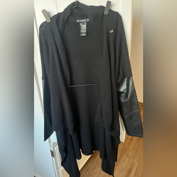 REVOLVE Blank NYC Black
Cotton Sweater Faux Leather Combo Wrap cardigan - Picture 12 of 13